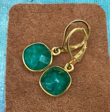 NEW SUNDANCE CHARM HANDMADE EMERALD BEZEL ARTISAN JEWELRY EARRINGS