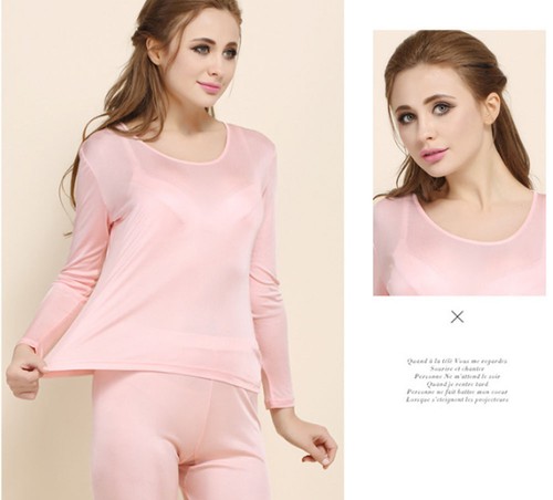 Women's Pure 100% Silk Knit Thermal Long Johns Set Silk Underwear S M L - Picture 16 of 17