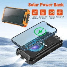 Super 42800mAh 4 USB Solar Power Bank Portable Charger Flashlight for Cell Phone