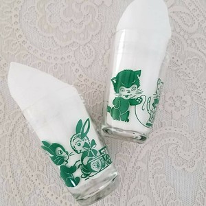 Details About Vtg Childrens Kids Kraft Swanky Swig Juice Tumbler Glasses Kitty Cat Lot Bunny - 