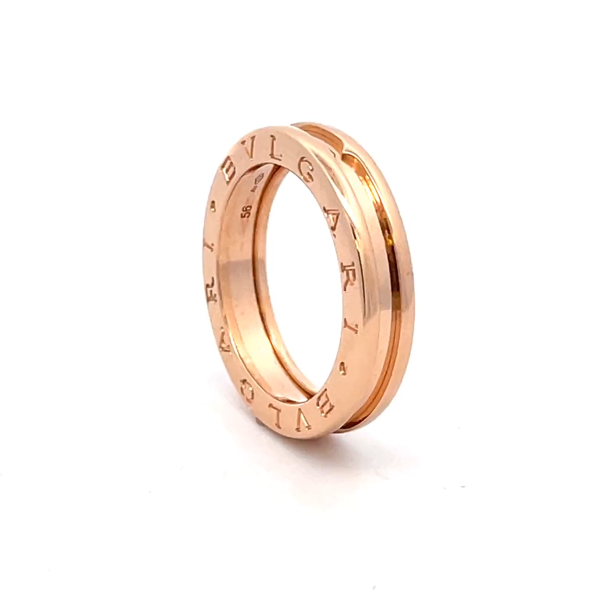 Bvlgari B. Zero1 Ring Single Row 18k Rose Gold Band Size 56 w/Cert