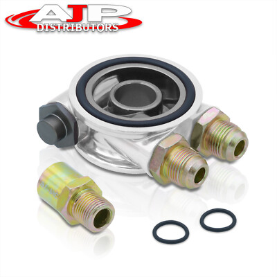 3/4-16 10An Chrome Oil Filter Cooler Aluminum Sandwich Relocator Adapter Plate