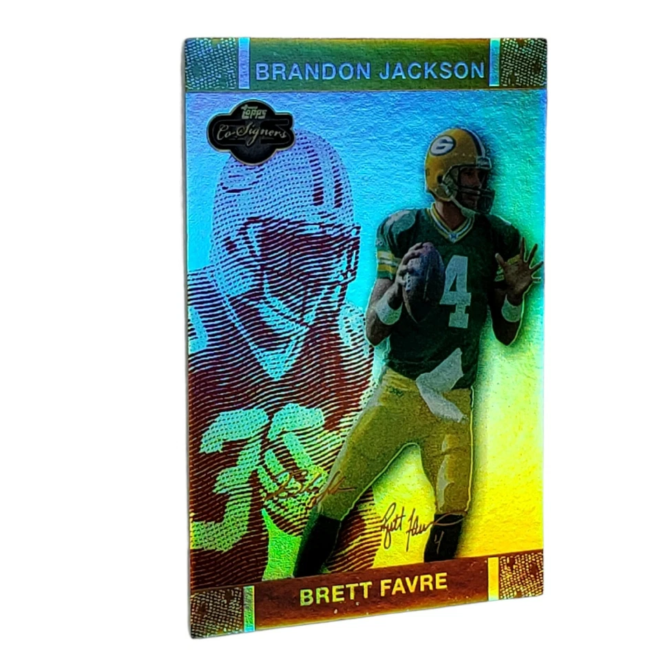 2007 Co-Signers Red | Brett Favre / Brandon Jackson | Gold Holo Parallel #'d /50 - Image 3 of 4