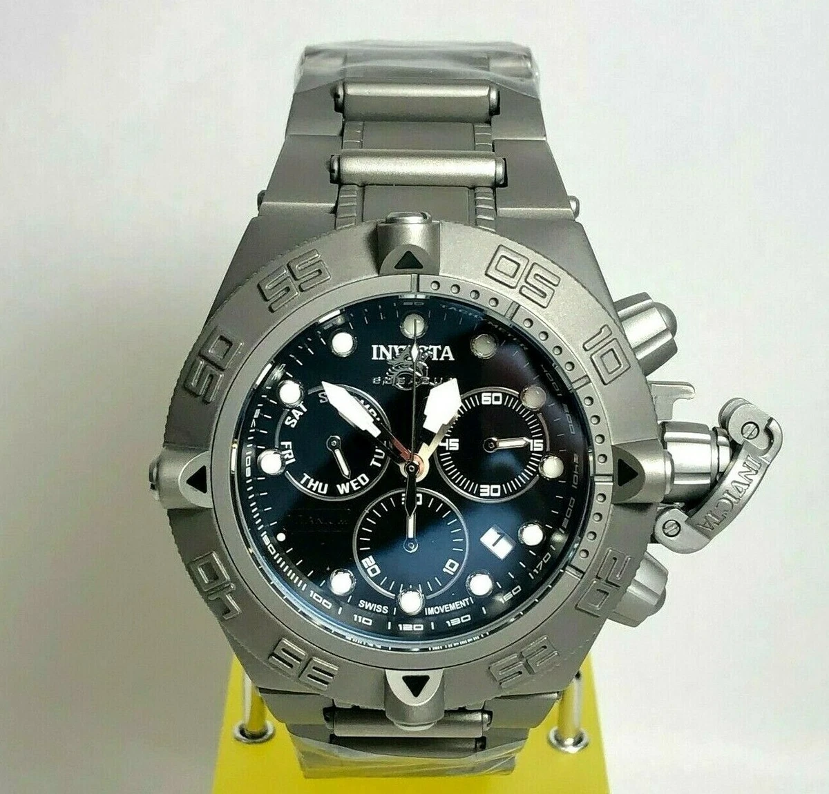 Invicta 33722 Men s 50mm Black Subaqua Noma IV Swiss Chrono Titanium Brclt Watch