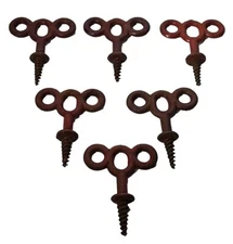 6 RED Antique Vintage Heavy Duty Cast Iron Theater Stage Loop Screw for Props