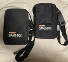 (2) Official VTG Nintendo Game Boy Carrying Cases Black Bags w/ Insert and Strap