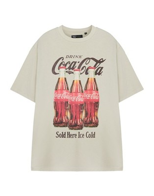 Coca Cola Beige Sold Here Ice Cold Kurzärmeliges T-Shirt Unisex Erwachsene