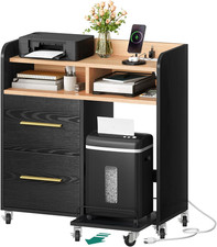 Stylish File Cabinet with Charging Station  Printer Stand for Home Office