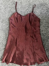 Victoria Secret Paisley Print Satin Lace Slip Dress Nightie Vintage Size Large