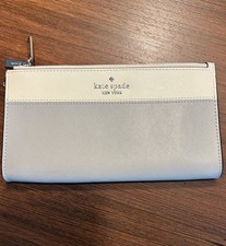 Kate Spade Madison Double Zip Wallet Colorblock Saffiano Leather, Gray No Strap