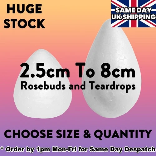 Polystyrene Rose Buds & Teardrops - Rosebuds / Craft Foam Flower Centre Cone