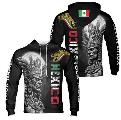 Custom Name Mexico Aztec Warrior Hoodie S-5XL
