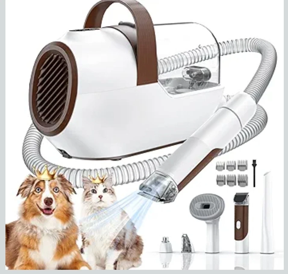 Dog Grooming Vacuum, Dog Grooming Kit with Pet Clipper Nail Grinder, 6 Pet...