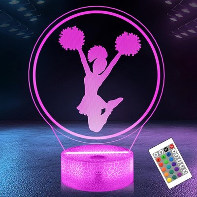 Cheerleader Gifts for Girls, 3D Lamp, Cheerleader Night Light with 16 RGB Col...