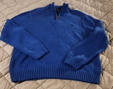 Chaps Men's Sweater Pullover Size XL Blue Long Sleeve 1/4 Zip 100 Cotton