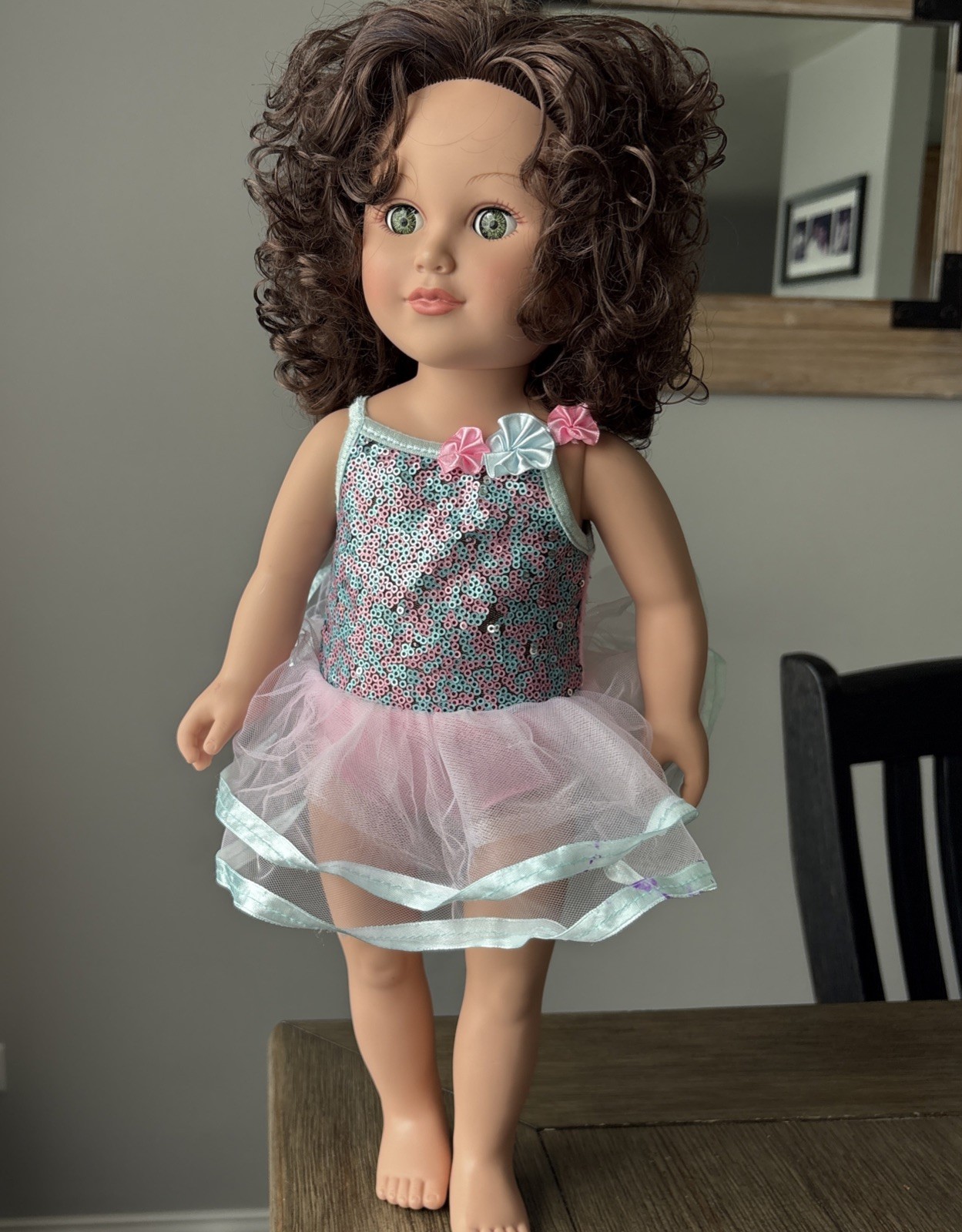 My Life 18” Ballerina Doll In Tutu Green Eyes Curly Hair Retired *READ DESC.