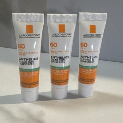 3 X LA ROCHE-POSAY  ANTHELIOS  : CLEAR SKIN SUNSCREEN SPF60 .10 fl oz /  Samples