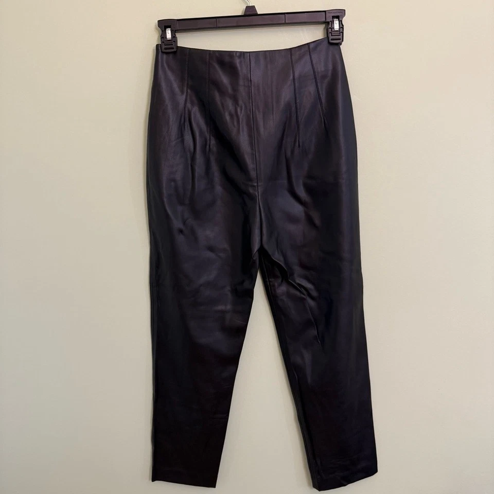 Zara Mujer Cintura Alta Negro Vegano Cuero Vestido Pantalón Talla Mediana Foto 4 de 4
