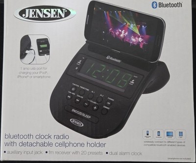 JENSEN JCR-295 FM Dual-Alarm Digital Clock Radio with Bluetooth
