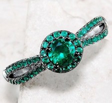 2CT Treated Emerald 925 Solid Sterling Silver Ring Jewelry Sz 6,7,8,9 MR1