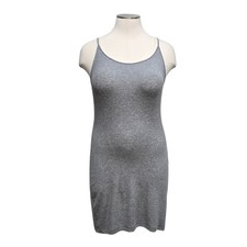 Quince Rib Knit Mini Slip Dress XL Heather Gray Minimalist Clean Girl Coquette