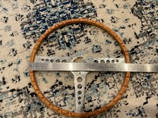 Original 16 Moto Lita Jaguar E-type Xke Wood Rim 3 Spoke Steering Wheel