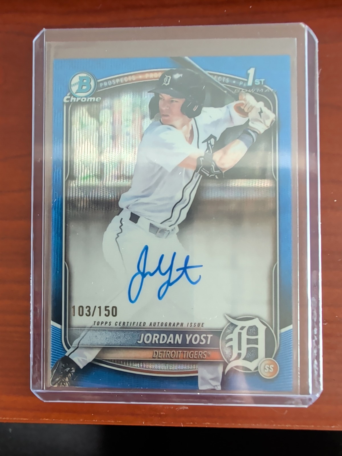 2025 Bowman Draft Chrome Prospect Autographs Jordan Yost #CPA-JY True Blue /150