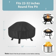 32 in Round Fire Pit Cover Patio Table Cover Garden Waterproof Fire Cover US