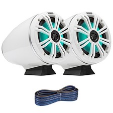 Kicker 6.5" 195 Watt Marine Multicolor LED Tower Speakers Pair with 50-Ft Wire