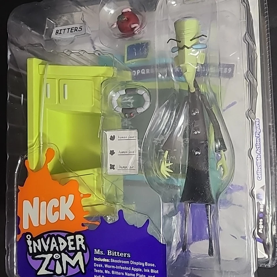 Figura de acción Invader Zim Ms Bitters 2004 Palisades Toys sellada Nickelodeon Doom Foto 2 de 4