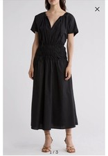 Ellen Tracy Dress Shirt Waist Fit & Flare L Black Maxi