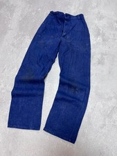 Rare French 1950s Faded  Repaired Blue Cotton Twill Work Chore Pants Sanfor
