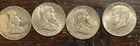 Silver Franklin And Kennedy Half Dollars 1953, 1963(2), and 1964