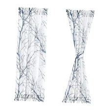 Sidelight Sheer French Door Curtains 40 Inches 25"W x 40"L Pack of 2 Blue