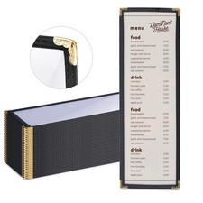 WeChef 30 Pcs Restaurant Menu Covers Single Page 2 View for 4.25 x 14" Paper