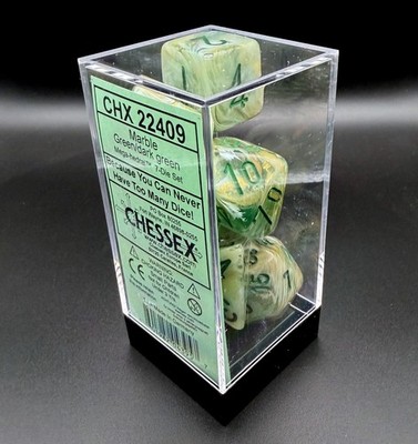Chessex Dice 22409 Marble Green / dark green Mega-Hedral 7 Die Set