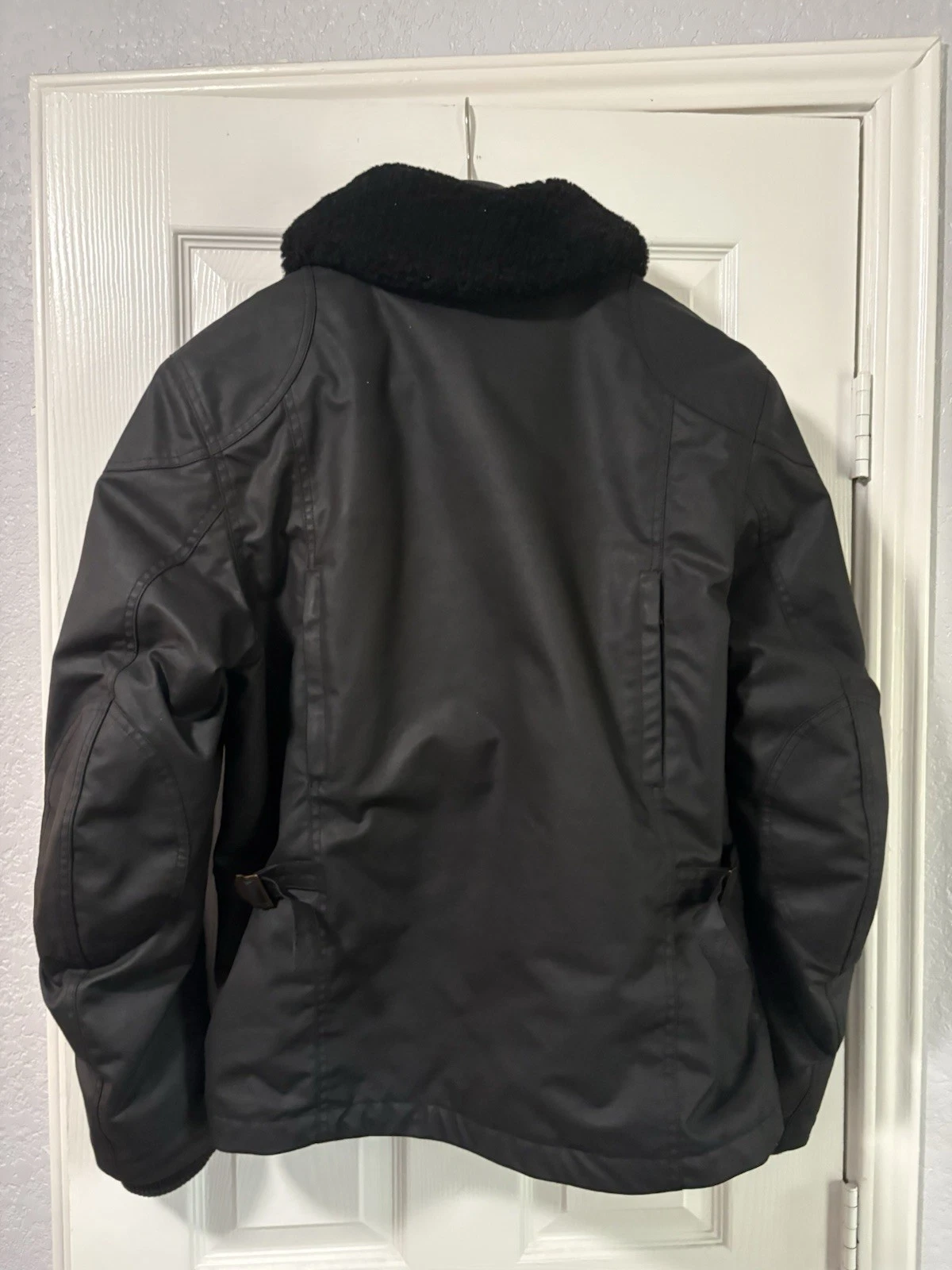 Belstaff Convoy Men’s Bomber Jacket L Black Cotton Twill Lined Zip/Button image 4
