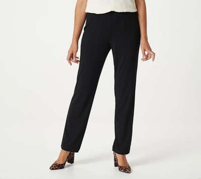 Susan Graver Petite Essentials Liquid Knit Straight Leg Pants Black S New