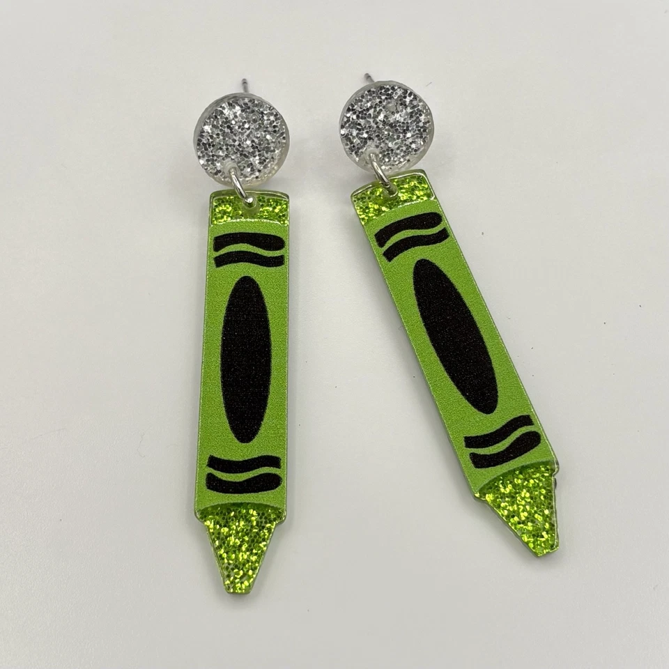 Pendientes colgantes vintage de crayón brillante maestro escuela arte joyería Foto 2 de 3