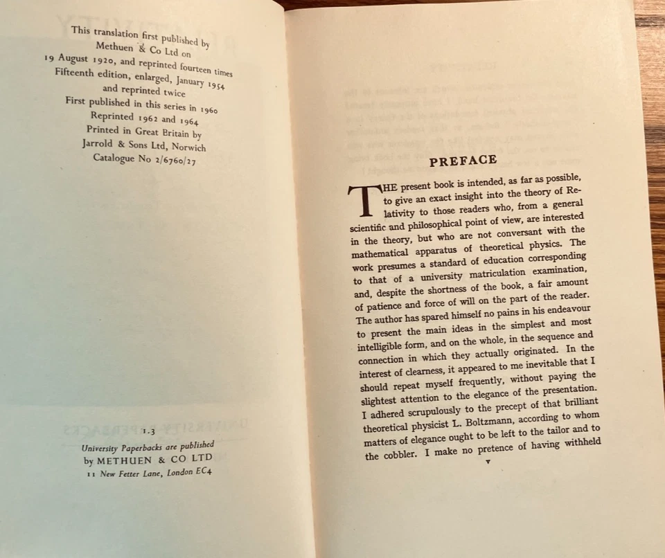 VTG Relativity: The Special & The General Theory, Einstein, University PB 1964 - Image 3 of 4