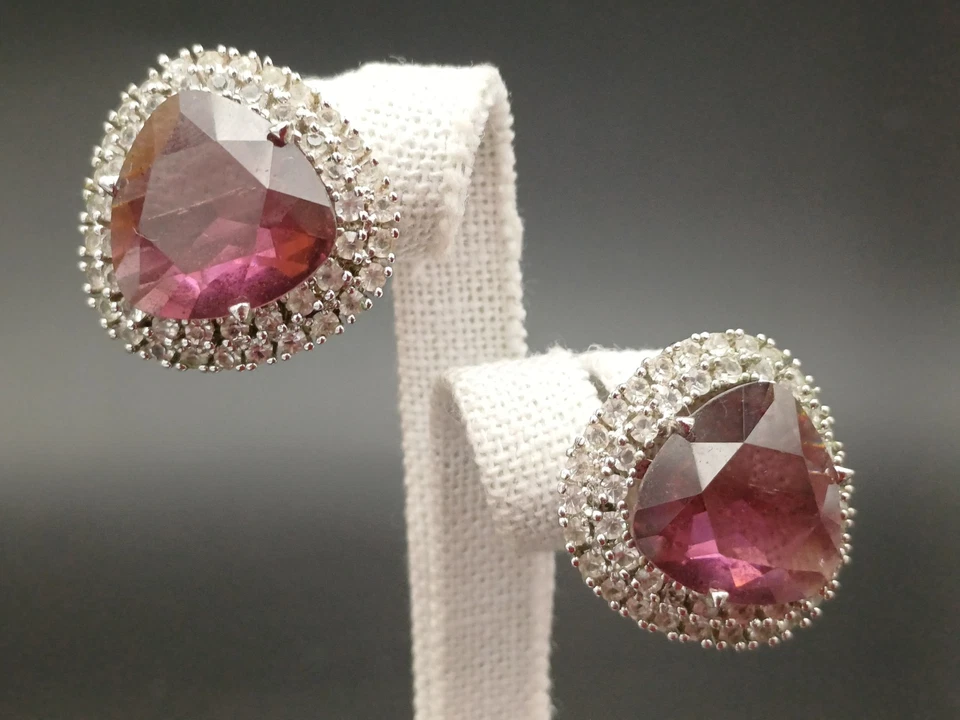 ORECCHINI CLIP CON STRASS E AMETISTA - Immagine 3 di 4