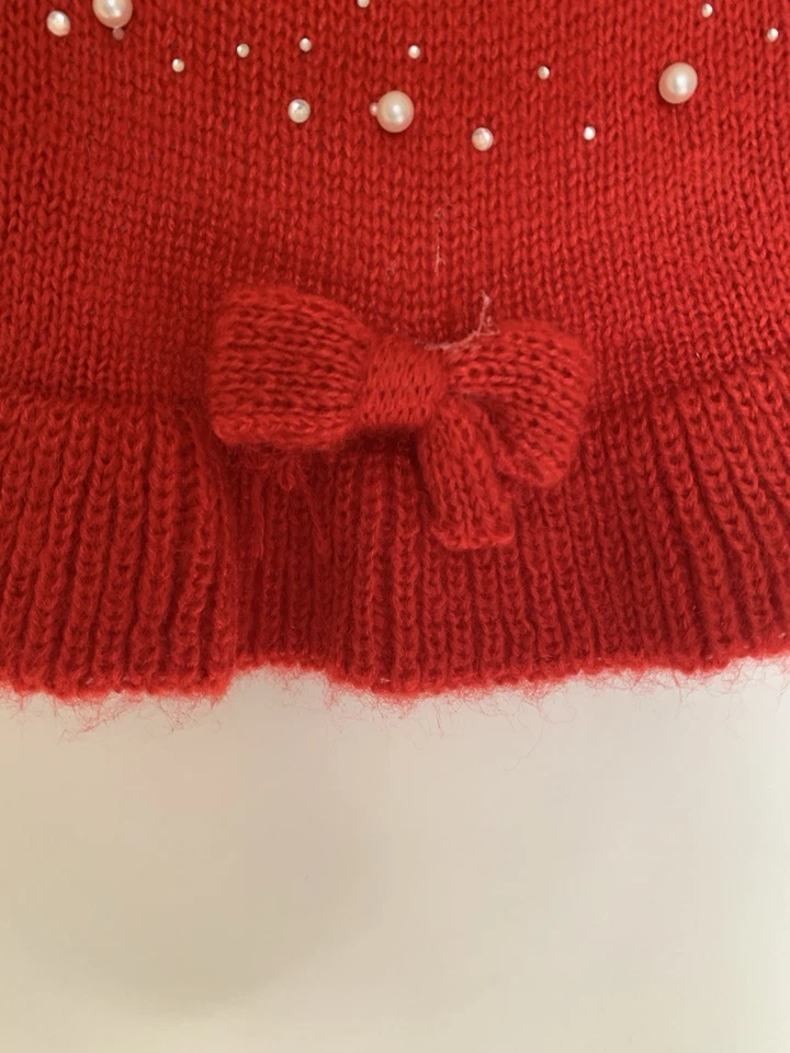 Vestido de Navidad rojo para perro con perlas (talla extra pequeña) Foto 4 de 4