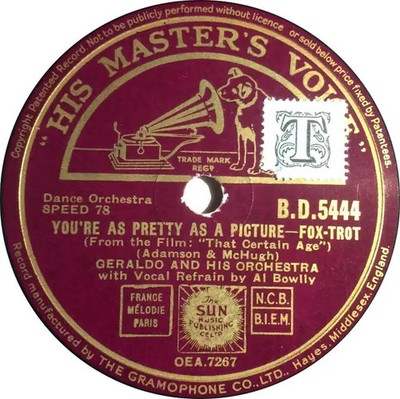 SCHELLACK Geraldo And His Orchestra My Own / Youre As Pretty As A Picture