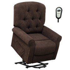Power Lift Recliner Chair Sofa for Elderly w/ Side Pocket  Remote Control Brown