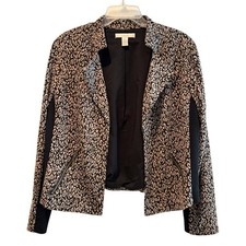 Chico's Copper and Black Animal Print Cropped Jacket Blazer Women's Size 2 12 