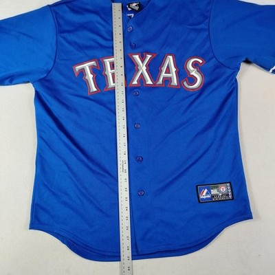 Majestic Jersey Mens Large Blue Texas Rangers MLB Baseball Darvish