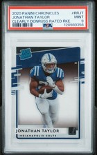 JONATHAN TAYLOR #RRJT DONRUSS CLEARLY RATED ROOKIE - 2020 CHRONICLES RC PSA 9