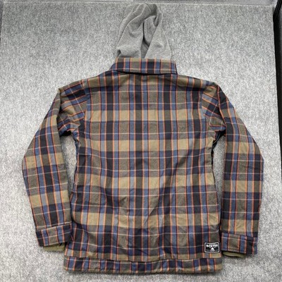 Burton Jacket Mens Medium Plaid Brown Insulated Flannel Snowboard