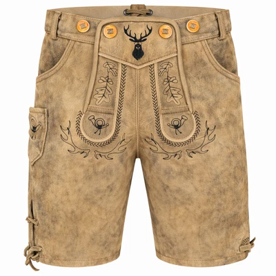 PAULGOS Kinder Trachten Lederhose kurz - KK2 - Echtes Leder - in 2 Farben erhält - Bild 1 von 2