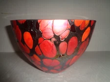 RYNKIEWIC Hand Blown ART GLASS AMAZING Multi -Red BOWL Poland